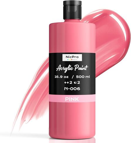 Nicpro White Large Acrylic Paint (16.9oz, 500ml), Rich Pigments, Non Toxic in Kuwait