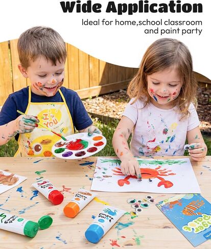JUPITEARTH 28 PCS Finger Paint, Washable Paint for Todllers 60ml in Saudi Arabia