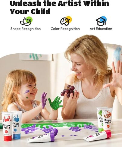 JUPITEARTH 28 PCS Finger Paint, Washable Paint for Todllers 60ml in Saudi Arabia