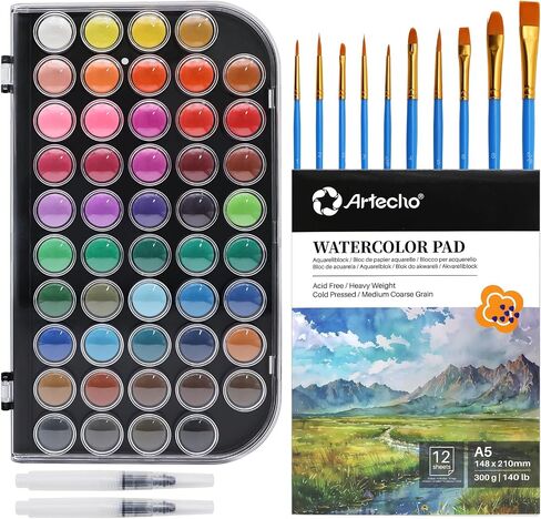 Artecho 48 Colors Watercolor Paint Set, 3 Brushes in Saudi Arabia