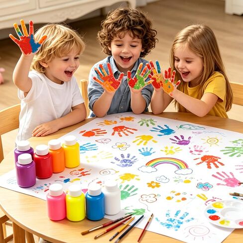 ARTME Washable Paint for Kids, 14 Colors x 2 oz Finger Paint with 3 Brushes in Kuwait