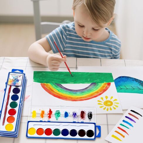 36 Pack Watercolor Paint Set Bulk,8 Colors Washable WaterColor Paint for Kids, Water Color Paint with Brushes, Ideal Valentine Party Favors, Art Supplies for School Classroom Home in Kuwait