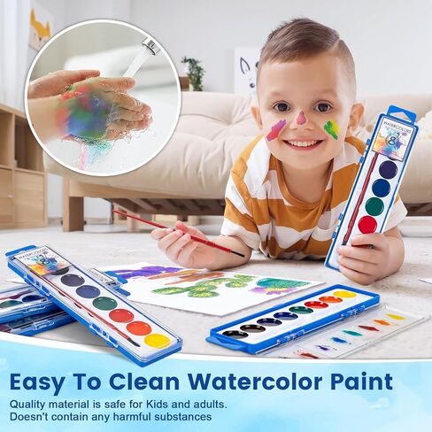 36 Pack Watercolor Paint Set Bulk,8 Colors Washable WaterColor Paint for Kids, Water Color Paint with Brushes, Ideal Valentine Party Favors, Art Supplies for School Classroom Home in Kuwait