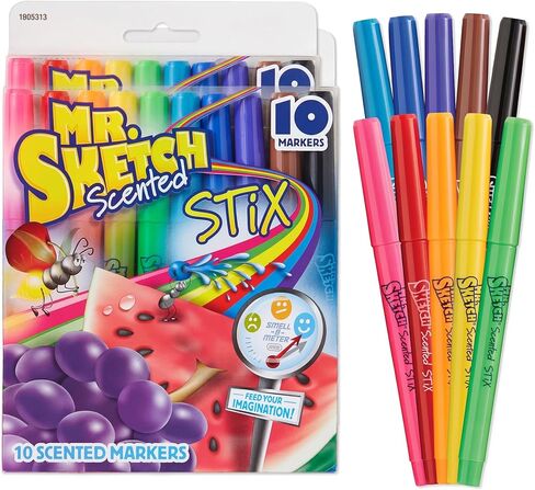 Mr. Sketch Scented Stix Markers, Fine Tip, 10 Count - Fun for Kids, Coloring, Spark Creativity, Arts & Crafts in Kuwait