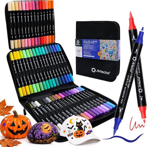 Artecho Acrylic Paint Markers 120 Colors with Bag（ Brush Tip and Fine Tip ） in Saudi Arabia