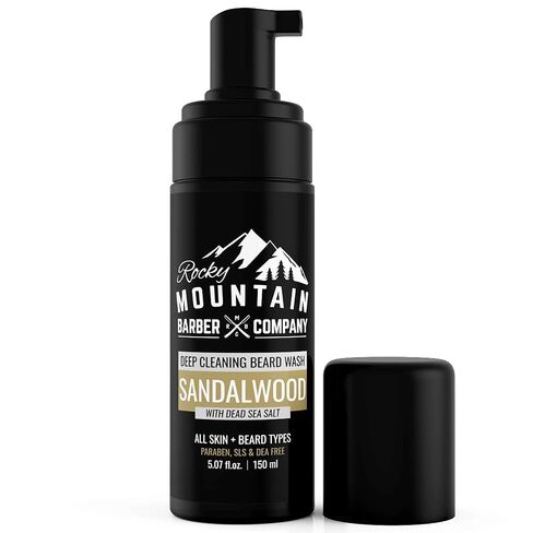 Rocky Mountain Barber Company Foaming Sandalwood Beard Wash – With Sandalwood Essential Oil, Vitamin B5 & Dead Sea Salt - 5 oz in Saudi Arabia
