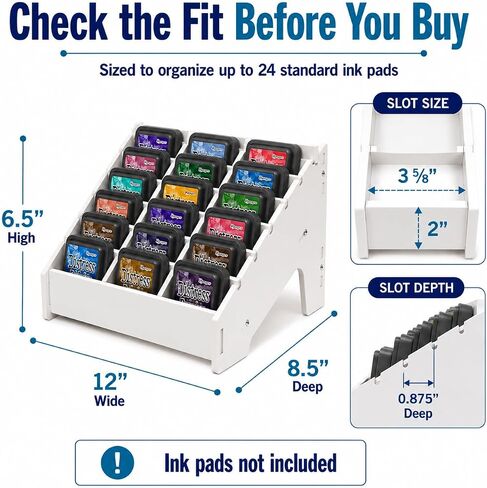 Pixiss Ink Pad Storage Holder and Stamp Pad Storage for Distress Oxide Ink and Others Sits Horizontal or Vertical - Stores 24 Ink Pads Craft Storage Organizer in Saudi Arabia