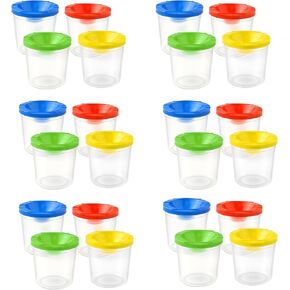 24PCS No Spill Paint Cups with Lids for Kids – Durable Plastic Paint Water Cup Set in 4 Colors, Reusable & Spill Proof for Classroom, Crafts, and Painting Projects in Kuwait
