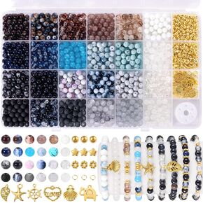 Funtopia 1368pcs 6mm Glass Beads for Bracelets Jewelry Making Supplies in Kuwait