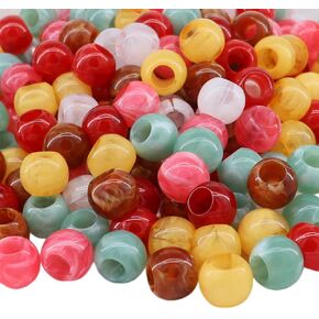 160pcs 12mm Acrylic Mix Color Large Hole Round Beads for Craft Jumbo Hair Beads Macrame DIY Project Pop Beads with Marble Texture (Hole: 5.5mm) in Saudi Arabia