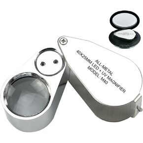 Pineapple 40X Jewelers Loupe with Light, UV Lighted Magnifying Glass Eye Loop, LED Illuminated Metal Pocket Magnifier for Jewelry, Currency, Plants, Coins, Diamonds, Stamps in Kuwait