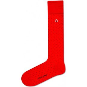 Men's Over The Calf Red Polka Dot Dress Socks by Love Sock Company Biz Dots Knee High Red in Kuwait