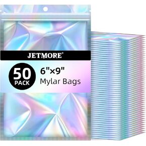 JETMORE Holographic Bags 50 PCS Mylar Bags 6x9" Resealable Embroidery Bags in Kuwait