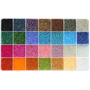 Ybxjges 24000Pcs 2mm Glass Seed Beads Kit, with 28 Colors Small Beads Kit for Girls,Women and Adults,Bracelets, Necklaces,Earring,Jewelry Making Supplies in Kuwait
