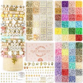 Dowsabel Clay Beads 3 Boxes Bracelet Making Kit, 10800pcs Beads for Jewelry Making, Letter Beads for Friendship Bracelets DIY Arts and Crafts Gifts for Girls Adults in Kuwait