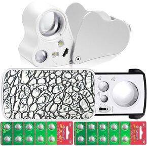 HMKIS 2 Pack Jewelers Loupe Magnification 30X 60X 90X & 20 Backup Batteries in Saudi Arabia