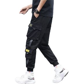 Astellarie Mens Casual Jogger Pants Active Streetwear Elastic Waist Hip Hop Cargo Pants with Multi Pockets in Kuwait