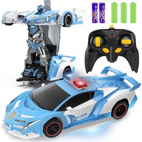 FDJ Remote Control Car - 2 in 1 Transform Car Robot, One Button Deformation to Robot with Flashing Lights, 1:18 Scale Transforming Car, 360 Degree Rotating Drifting Toys for 5+ Year Old Boys in Saudi Arabia