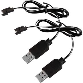 3.7V Battery Charger with SM-2P Plug USB Li-ion Battery Charger for RC Car Amphibious Stunt Car Trucks Boats for Bazooka Rocket Blower Bubble Gun Battery (2PCS Cable) in Kuwait