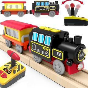 TOPLIVING Battery Operated Locomotive Train for Wooden Track, Remote Control Train with Magnetic Connection, Motorized Trains for Toddlers, Compatible with Thomas, Brio, Chuggington in Kuwait