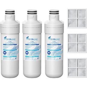 فلتر مياه للثلاجة من FilterLogic LT1000PC ADQ747935 MDJ64844601 NSF معتمد من NSF فلتر مياه وفلتر هواء بديل لـ LG® LT1000P®, LT1000PC, MDJ64844601 و LT120F®, 3 Combo in Kuwait