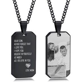 MEALGUET شخصية الفولاذ المقاوم للصدأ قلادة Dogtag للأب، صورة مخصصة نص الجيش الكلب علامة قلادة قلادة للأب الزوج الابن قلادة صورة مخصصة للرجال النساء، هدية لعيد الأب in Kuwait