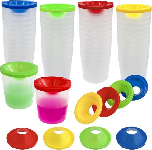 No Spill Paint Cups, 24pcs Paint Cups with Lids for Kids Suitable for Kids Paint, Spill Proof Paint Cups are Ideal for Classroom Art Supplies and Crafts, Durable Paint Cups with Lids(4 Colors) in Kuwait