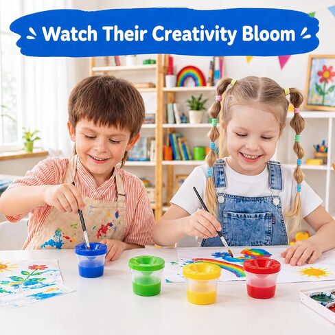 24PCS No Spill Paint Cups with Lids for Kids – Durable Plastic Paint Water Cup Set in 4 Colors, Reusable & Spill Proof for Classroom, Crafts, and Painting Projects in Kuwait