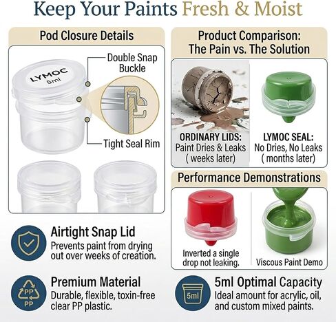 Lymoc 120 Empty Paint Pots with Lids,20 Strips 5ml Paint by Numbers Storage in Kuwait