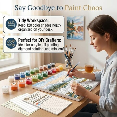 Lymoc 120 Empty Paint Pots with Lids,20 Strips 5ml Paint by Numbers Storage in Kuwait
