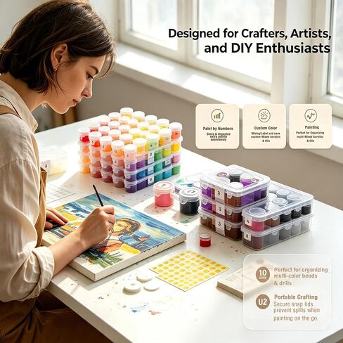 Lymoc 120 Empty Paint Pots with Lids,20 Strips 5ml Paint by Numbers Storage in Kuwait
