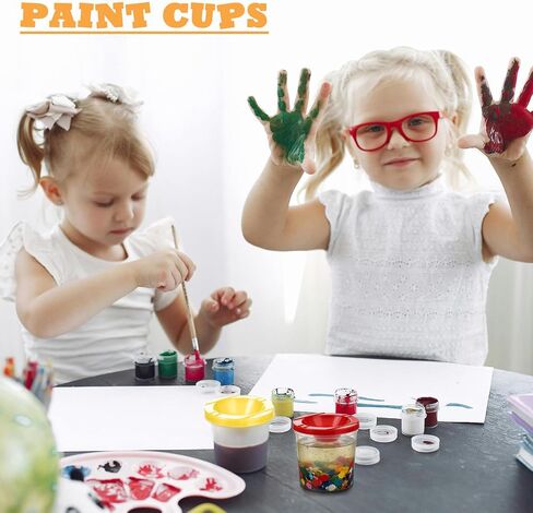 24 Pcs No Spill Paint Cups with Lids for Kids Paint Water Cup for Painting in Saudi Arabia