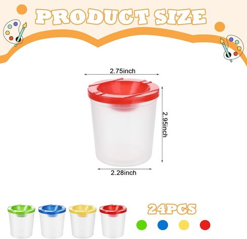 24 Pcs No Spill Paint Cups with Lids for Kids Paint Water Cup for Painting in Saudi Arabia