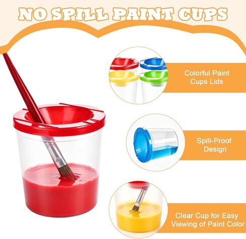 24 Pcs No Spill Paint Cups with Lids for Kids Paint Water Cup for Painting in Saudi Arabia