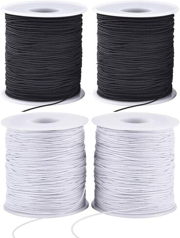 LUSTEMBER Stretchy String for Bracelets, 4 Rolls 1 mm Sturdy Elastic String Elastic Cord for Jewelry Making, Necklaces, Beading (2 Black+ 2 White) in Saudi Arabia