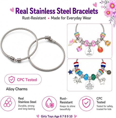 COO&KOO Charm Bracelet Making Kit, A Unicorn Girls Toy that Inspires Creativity and Imagination, Crafts for Girls Ages 8-12 with Jewelry Making Kit Perfect Gifts for 6 7 8 9 10 Girl Self-Expression! in Kuwait