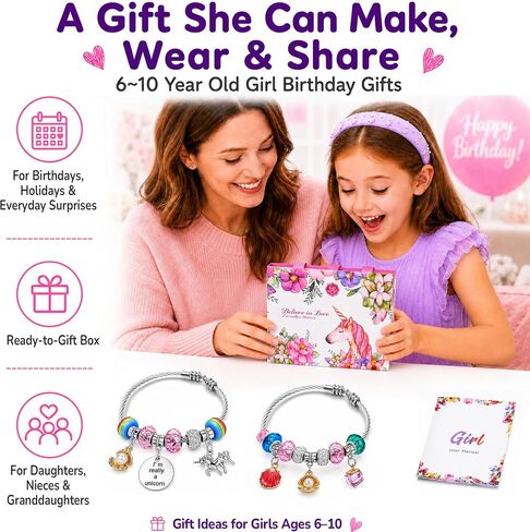 COO&KOO Charm Bracelet Making Kit, A Unicorn Girls Toy that Inspires Creativity and Imagination, Crafts for Girls Ages 8-12 with Jewelry Making Kit Perfect Gifts for 6 7 8 9 10 Girl Self-Expression! in Kuwait