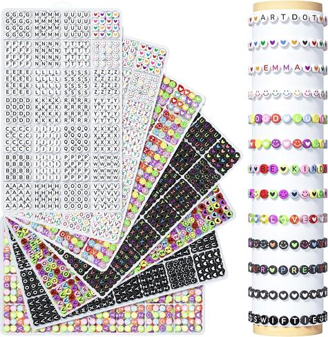 ARTDOT 1400 PCS Letter Beads for Jewelry Making Kit, 28 Styles Alphabet Beads for Friendship Bracelets Assorted Preppy Beads with Storage Case, Black White Box Packed in Kuwait