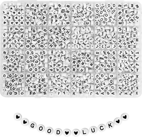 Quefe 1440pcs Acrylic Letter Beads White Cube Sorted Alphabet Bead in Saudi Arabia