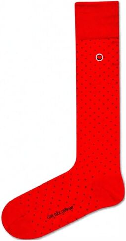 Men's Over The Calf Red Polka Dot Dress Socks by Love Sock Company Biz Dots Knee High Red in Kuwait