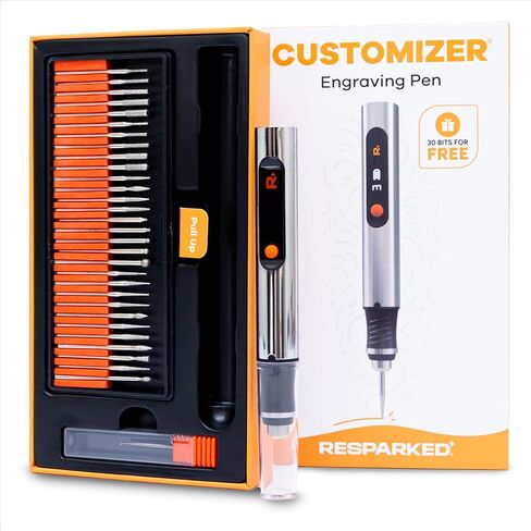 Resparked Customizer Engraving Pen Ultimate Cordless Portable Tool for Artists & DIYers - Engrave 50+ Surfaces - Beginner Friendly - Rechargeable - Free 30 Bits & Mastery Guide in Saudi Arabia