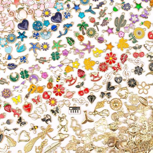 Sistenia 200PCS Charms for Jewelry Making, Bag Charms Bulk Mixed Color in Saudi Arabia