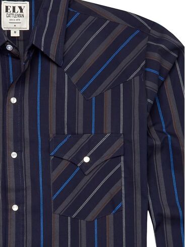 ELY CATTLEMAN Men's Long Sleeve Stripe Western Shirt in Saudi Arabia
