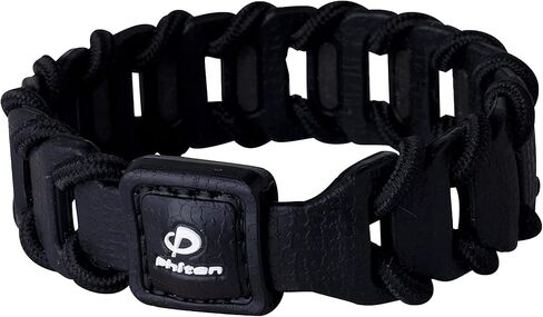 Phiten Fuse Titanium Bracelet - Durable Leather-Textured Silicone with Woven Nylon Cord, Permeated with Premium Aqua-Titanium and Micro-Titanium Spheres for Sports, Gym, Athletics for Men and Women in Saudi Arabia