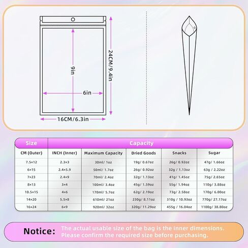 JETMORE Holographic Bags 50 PCS Mylar Bags 6x9" Resealable Embroidery Bags in Kuwait