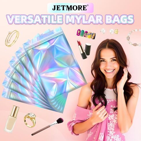 JETMORE Holographic Bags 50 PCS Mylar Bags 6x9" Resealable Embroidery Bags in Kuwait