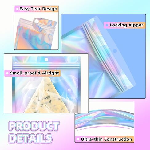 JETMORE Holographic Bags 50 PCS Mylar Bags 6x9" Resealable Embroidery Bags in Kuwait