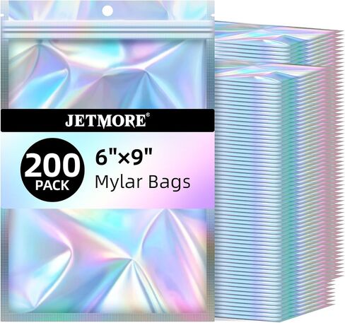 JETMORE Holographic Bags 50 PCS Mylar Bags 6x9" Resealable Embroidery Bags in Kuwait