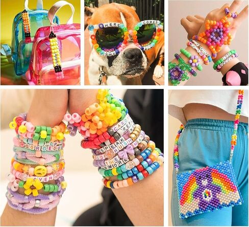 5 Boxes Bracelet Making Kit Pony Beads, 96 Colors Kandi Beads for Bracelets in Saudi Arabia