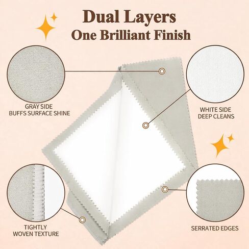 6 PCS Large Silver Polishing Cloth Kit, 3 Pack 10" x 12" Jewelry Cleaner Cloths with 3 Soft Brushes, Tarnish Remover & Scratch-Free Cleaner for Silver, Gold, Diamond, Coins, Watches, Deep Gray & Gray in Kuwait